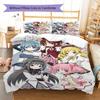 Puella Magi Madoka Magica Vzorované povlečení, Sada přikrývek Povlak na přikrývku Povlak na polštář Domácí dárek k narozeninám (1 * povlak na peřinu + 2 * povlak na polštář, bez jádra)