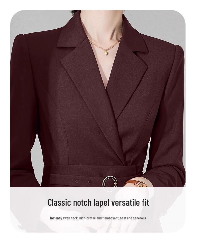 Spring & Autumn Professional Red Pleated Tie-Waist Mid-Length Women's Dress