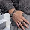 Frosted Map Stone Bracelet Men's Double-layer Beaded OT Buckle Transfer Beads Titanium Steel Versatile Bracelet Bracelet Bracelet Tide