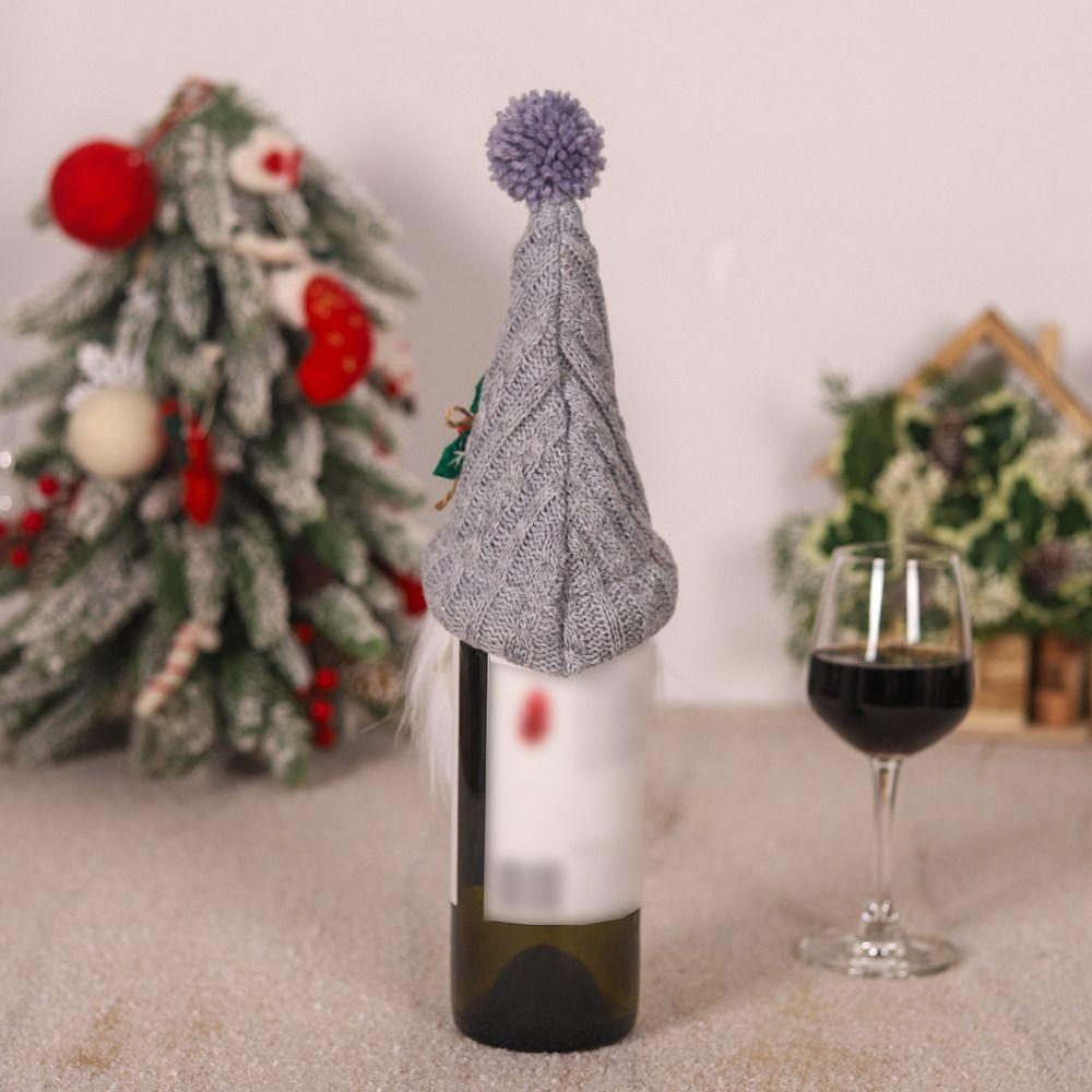 2pcs Reusable Christmas Gift Wine Bottle Cover Knitted Champagne Bottle Cover New Year Gift