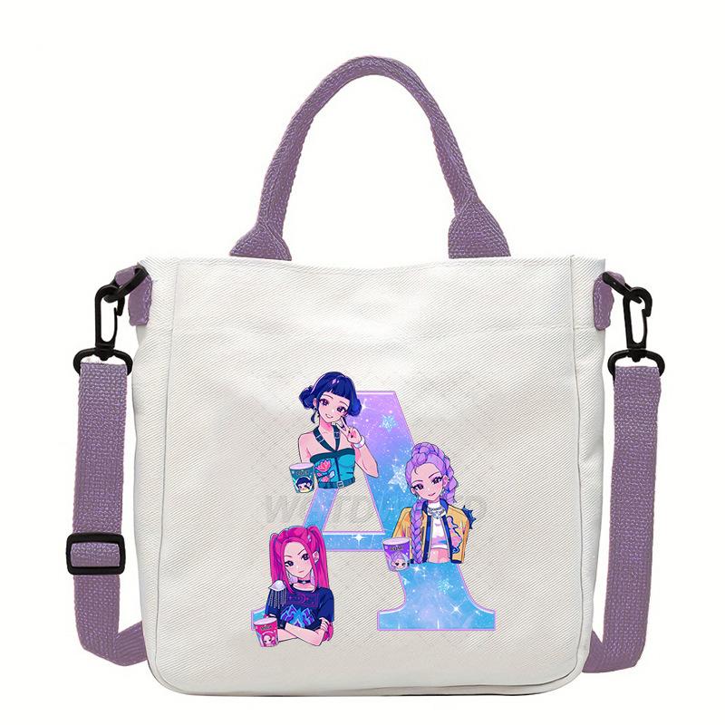 2026 New Kpop Anime Cartoon 26 Letter Printing Student High Value Casual Canvas Bag Lightweight Handbag No specifications