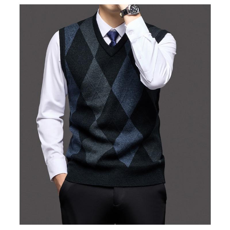 Men S Knit Vest V Neck Sleeveless Pullover Business Casual Sweater