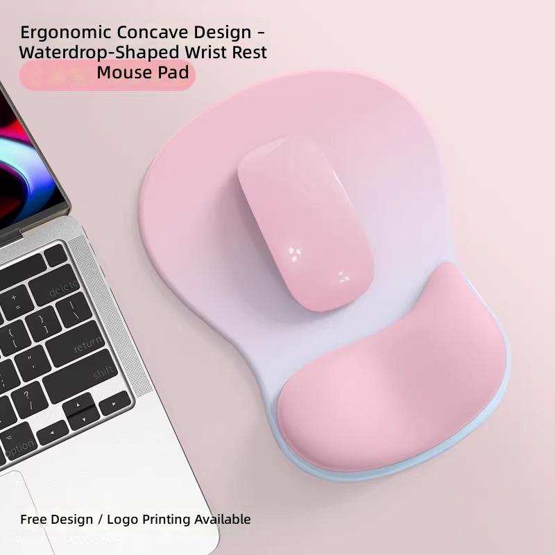 Gradient Simple Thickened Anti-Slip Ergonomic Computer Mouse Pad with Wrist Rest and Silicone Mouse Mat