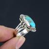 Natural Turquoise Gemstone 925 Sterling Silver Trio Shank Beaded Ring For Women & Girls
