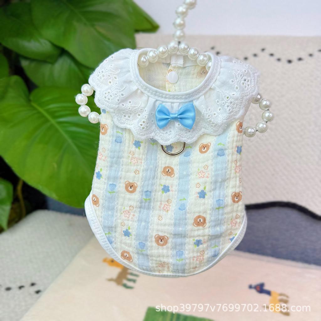 Pet clothes lace cotton vest spring and summer ins Japanese and Korean cats than bears clothes cat and dog clothes
