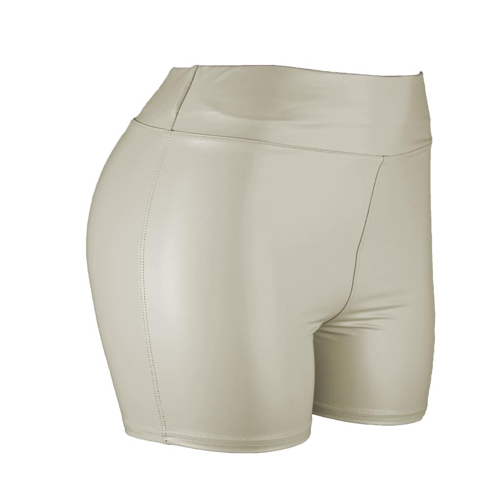 Moda feminina sexy cor pu-couro calças quentes blusas shorts