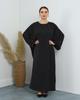 F479 Rhinestone Loose Long Dress with Striped Batwing Sleeves - Fashionable Women's Outerwear