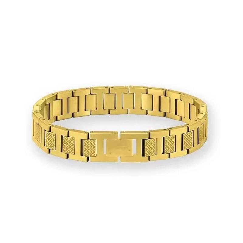 Adjustable Magnetic Titanium Steel Bracelet With Crocodile Motif 18K Gold Plated Unisex Fashion Jewelry