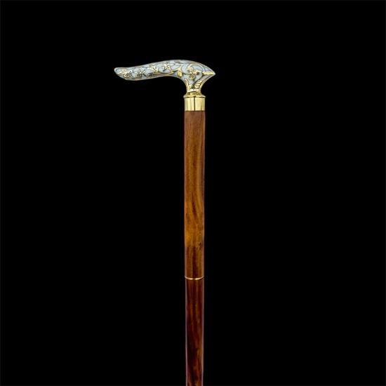 91.44 Cm Victorian Flower Walking Stick Cane Brass Gift for Men and Women Handmade Design Gift Everyday Use Best Gifts