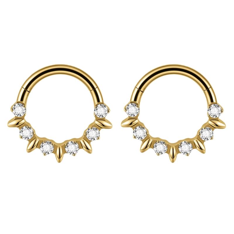Pack of 2 Unique Geometric Shape Nose Rings Body Piercing Jewelry Seamless Design Metal Texture Polished Finish