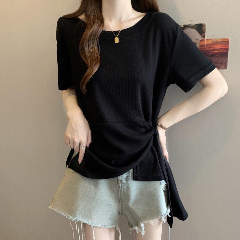 

2026 Korean Plus Size Women s Short-Sleeve Top: Slimming, Flaw-Hiding, Casual Summer T-Shirt 4XL