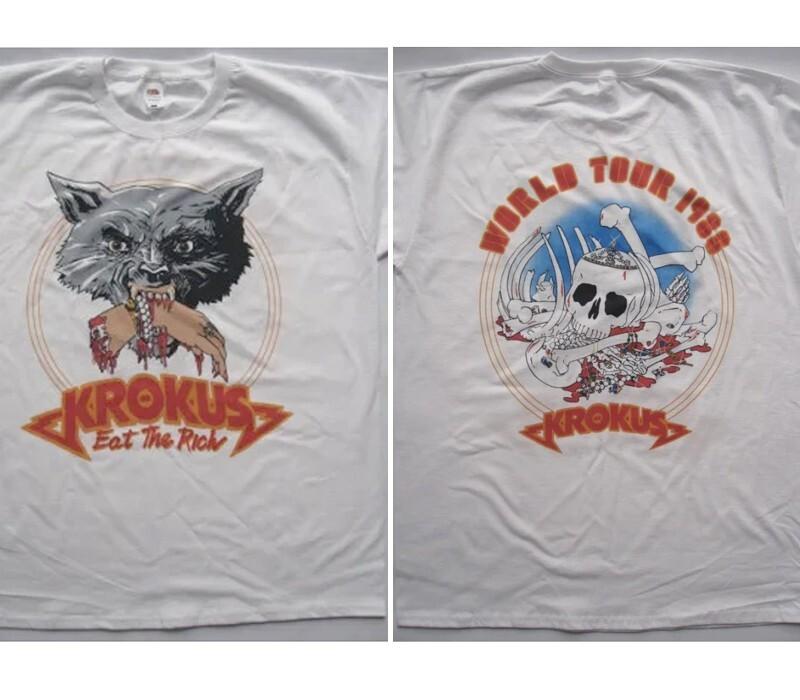 Krokus  Eat The Rich Tour #03983 Tshirt 2 side White short sleeve tee NH19084 Unisex T-Shirt XXXL