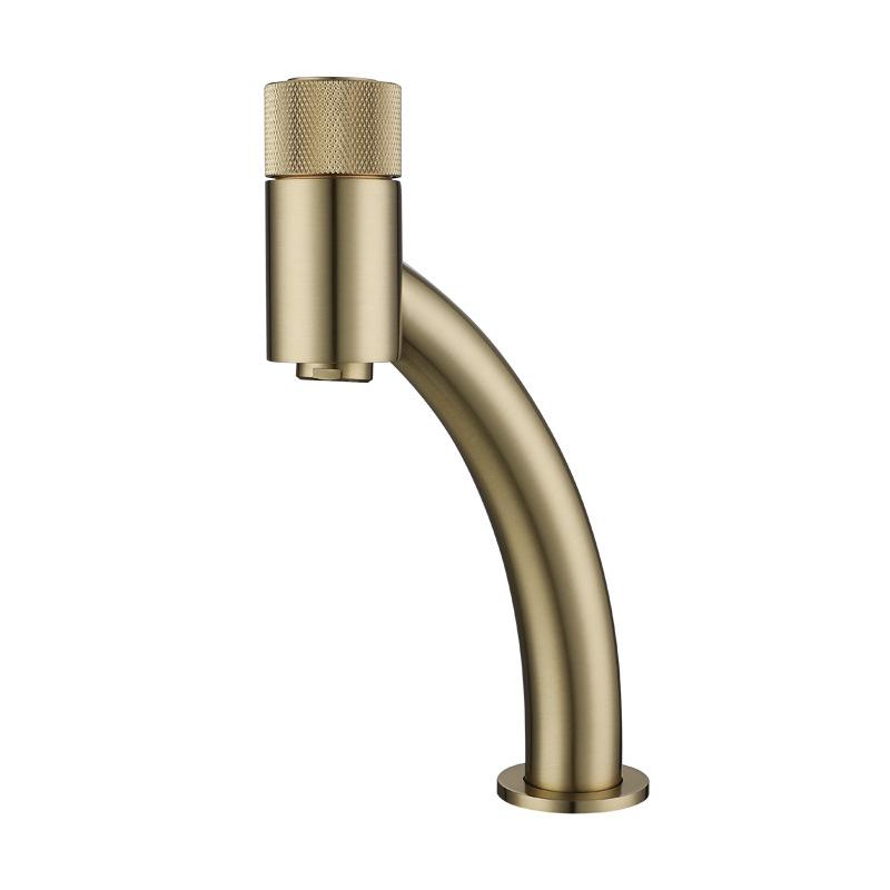 Gebürstetes Gold Messing Badezimmerarmatur Grau Kreativ Mode Waschbeckenarmatur Einzel Loch Warm und Kalt Gesicht Waschen Becken Toilettenarmatur