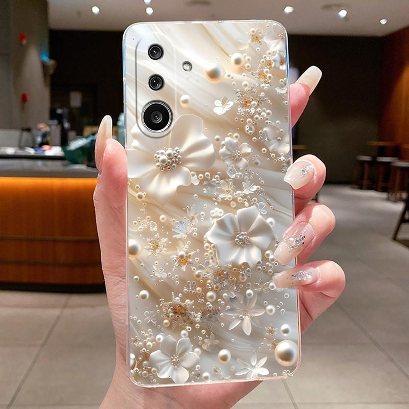 Handyhülle für Samsung Galaxy M36 F36 5G Weiches Transparentes Silikon Flexibles TPU Klare Hülle Luxus Mode Schmetterling Blume Hülle
