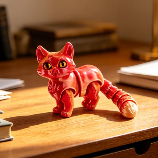 Yousheng 3D Printed Cat Figurine Movable Joints Kitten Figure Stress Relief Articulated Animal Fidget Toy Desktop Decoration Ornament Party