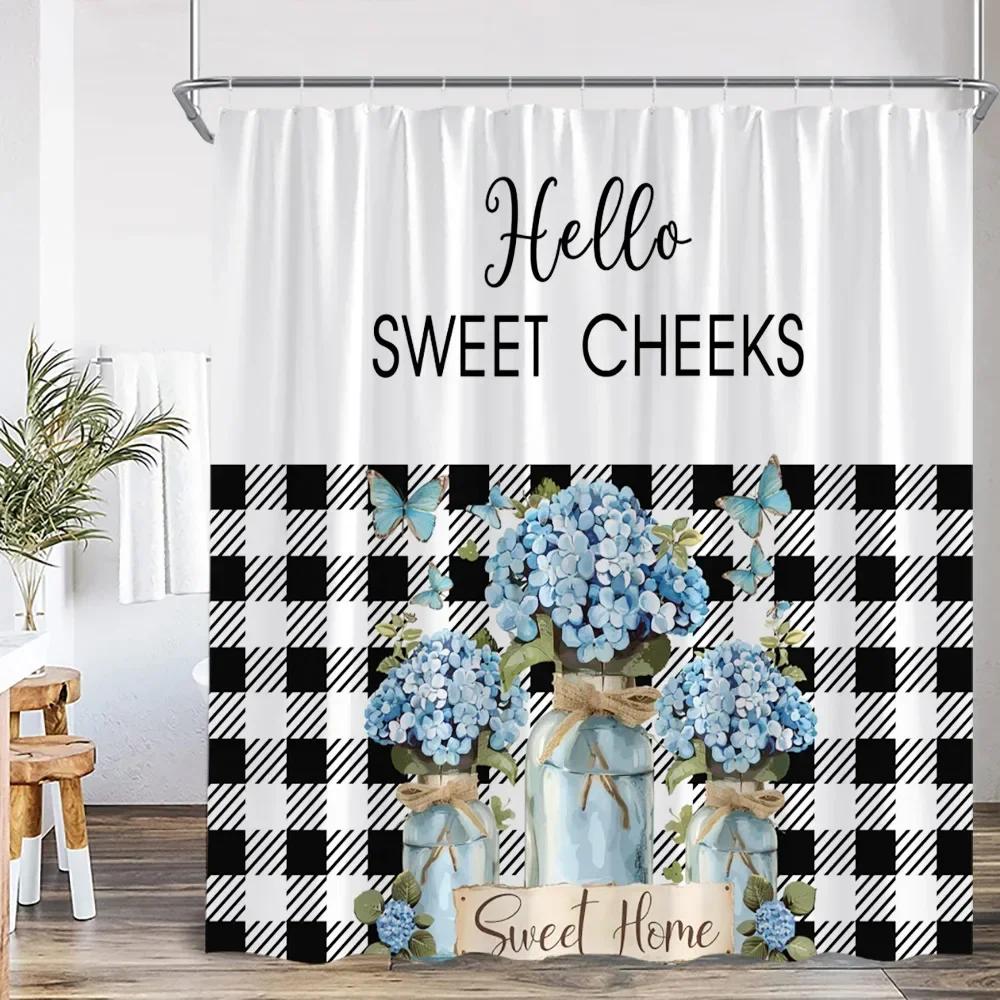 Modern Inspirational Quotes Shower Curtain Flower Butterfly Art Bathroom Decorative Polyester Fabric Bathtub Curtain
