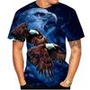 Summer Round Neck 3D Eagle Print Top Fashionable Casual Short Sleeved Men's T-shirts