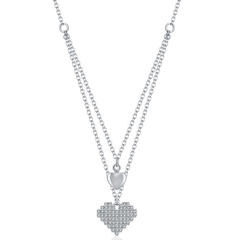 

Trendy Titanium Steel Heart Pendant Necklace Modern Dual Heart Clavicle Chain Accessory срібний