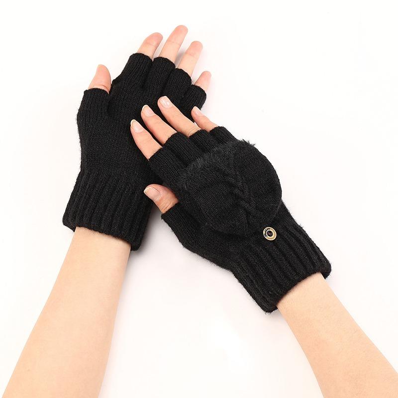 Knitted Fingerless Gloves Winter Thicken Warm Touch Screen Gloves for Men Women Gloves Warm Half Finger Student Gloves