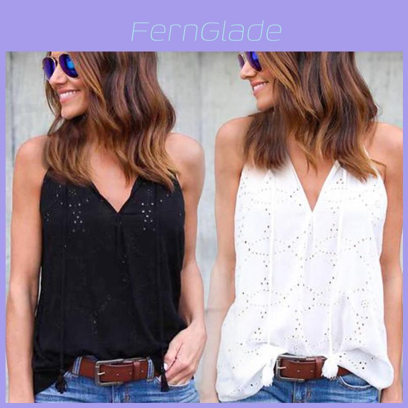 Elegant Women's Cotton Lace Top With Embroidery For Summer Casual Outfits