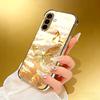 Goldene Schmetterling beschichtete Glas Handyhülle geeignet für Samsung Galaxy S26 S25 S24 S23 S22 S20 FE/Ultra/Plus sturzsichere Rückabdeckung
