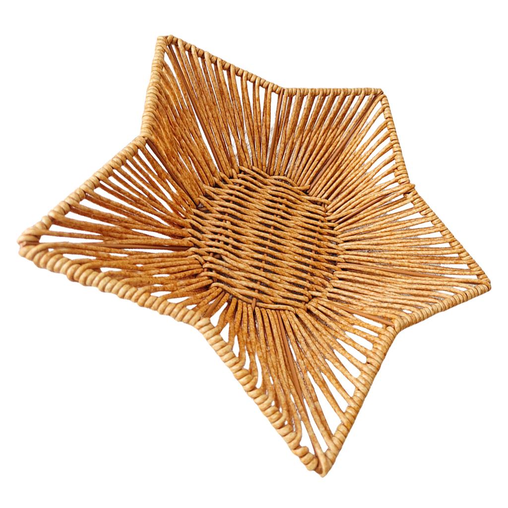 Decorative Imitation Rattan Tray Dining Table Bread Basket Desktop Storage Container for Living Room Or Office Use