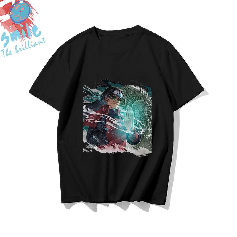 Black childrens Tshirt Japanese anime Naruto peripheral pure cotton printed parentchild outfit summer casual loose Tshirt