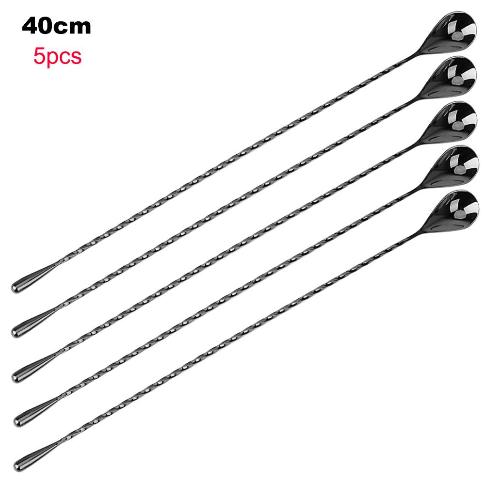 HILIFE 30/40cm Stainless Steel Stir Bar Spoon Mixing Ounces Cocktail Spoon Spiral Pattern Bartender Tools Teadrop Spoon Bar Tool