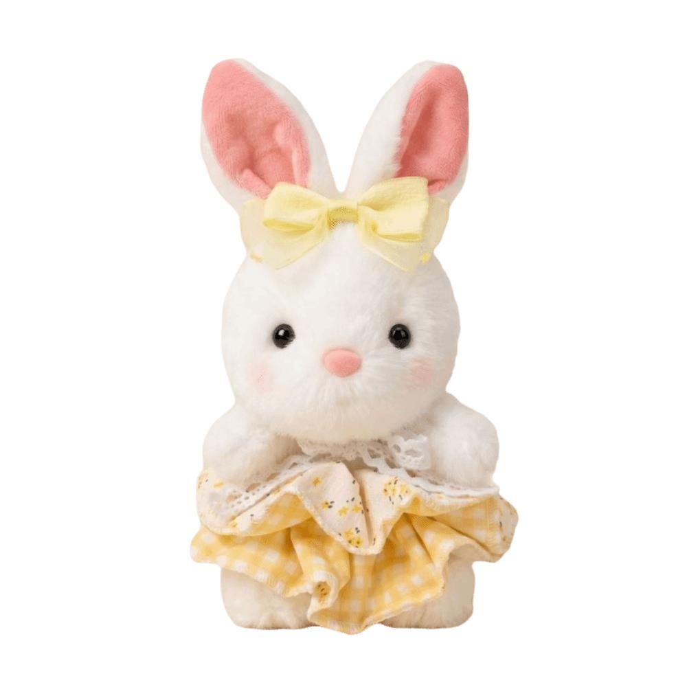 Floral Pattern Rabbit Plush Toy Big Bow Dress Bunny Plush Doll Cute Stuffed Rabbit Kid Pillow