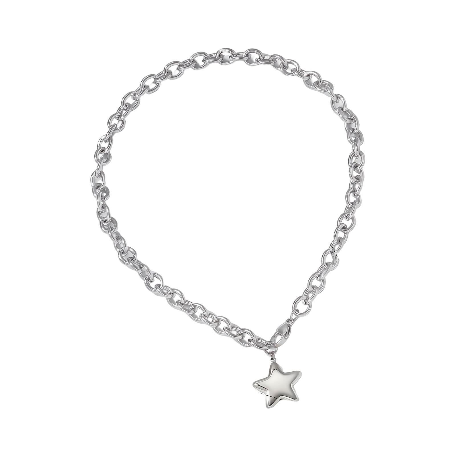 

Modern Star Shaped Clavicle Jewelry Smooth Finishes Stainless Steel Lightweight Necklace Collarbone Chain For Gifting