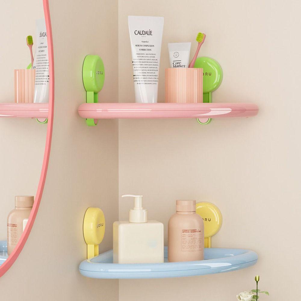 Dopamine Color Suction Cup Triangle Shelf Punch Free Corner Storage Shelf Cosmetics