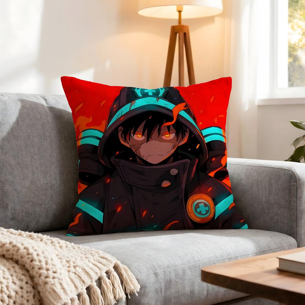 Anime Fire Force Cushion Cover 1Pcs Decorative Covers Soft Cushion Case For Sofa Couch Decor 40X40 45X45 Pillowcases