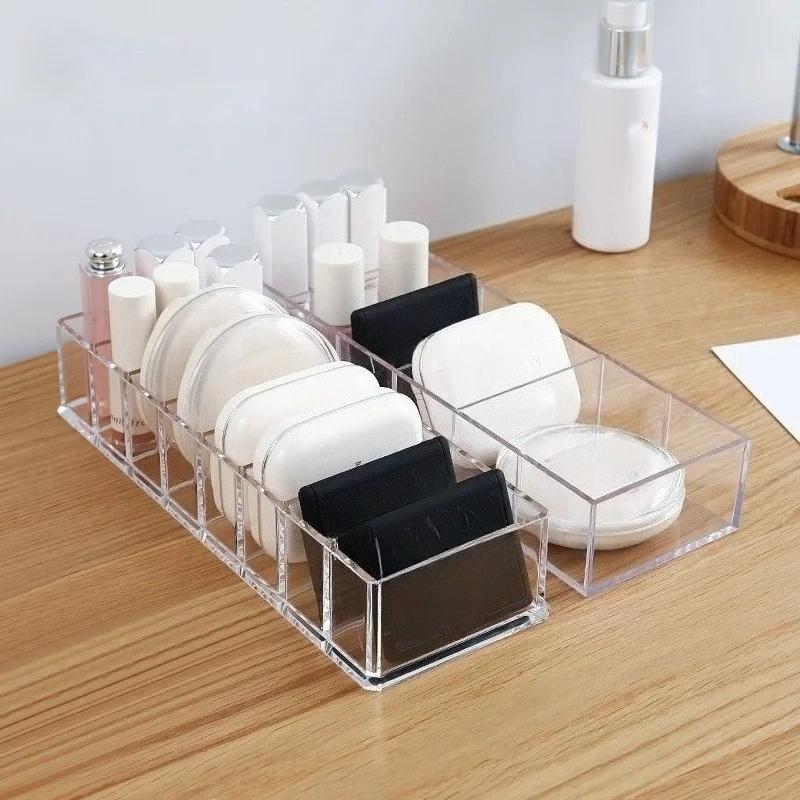 1pc Transparent Cosmetics Storage Box Makeup Holder Jewelry Organizer Home Plastic Desk Storage Organizer