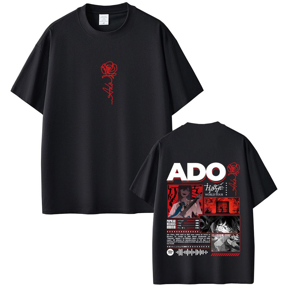2025 Summer Ado Hibana World Tour 100% Pure Cotton Printed T-shirt Pop Music Unisex Y2k Japanese Style Streetwear Male Tshirt