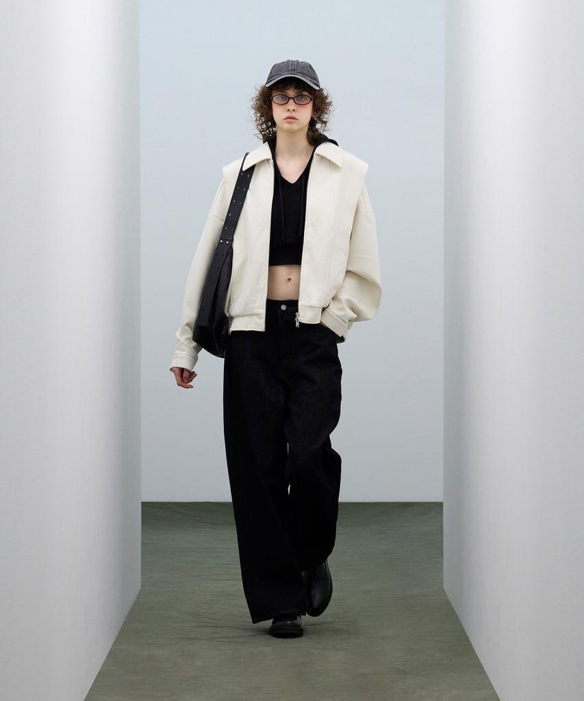 Standarderror 87-Stan150 Heavy Placket Suede Jacket Ivory