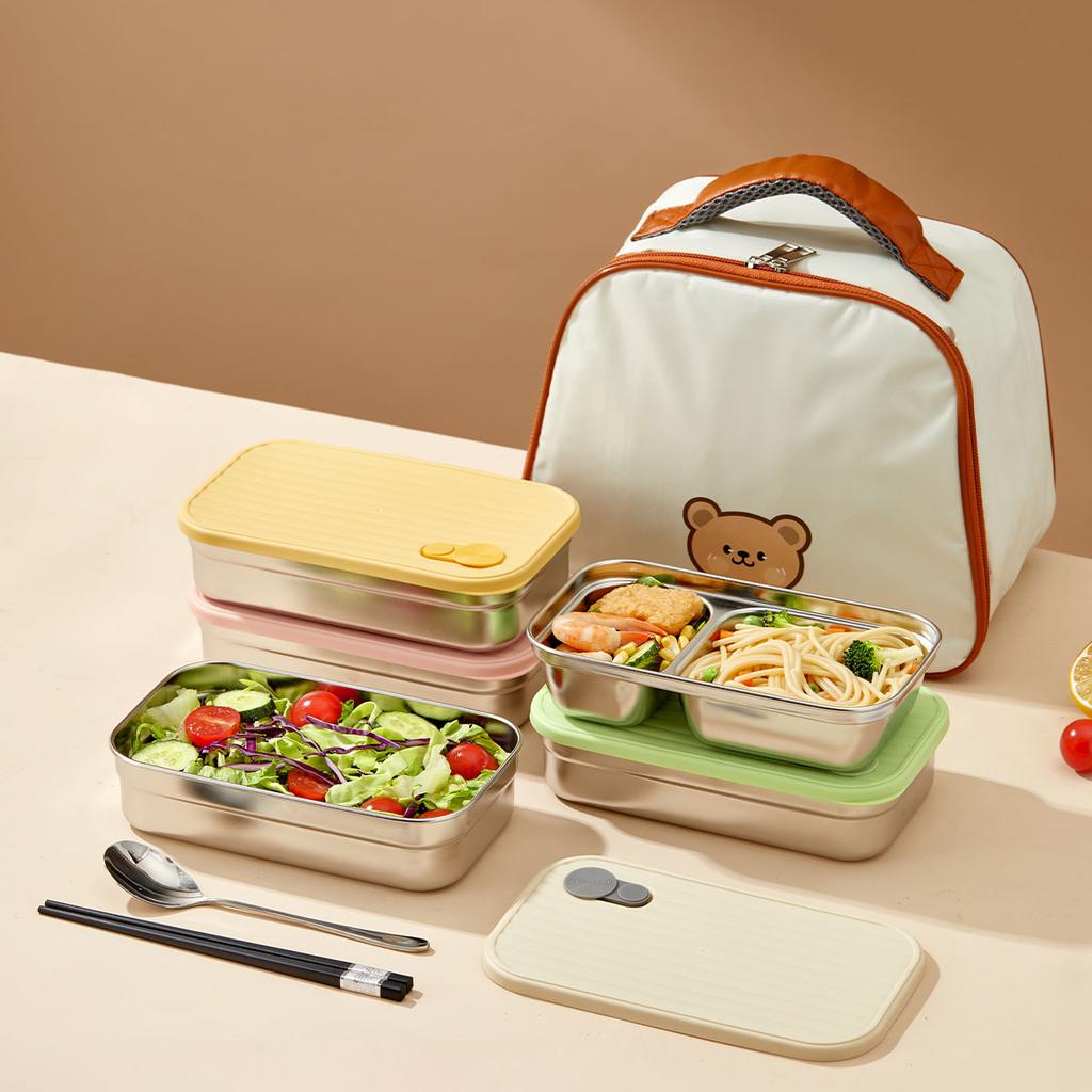 Large Capacity Sealed Bento Lunch Box Microwave Safe 304 Stainless Steel Fruit Salad Food Container For Students Adults