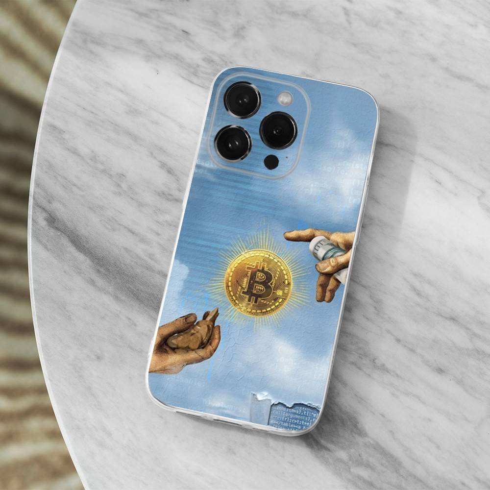 Digital Art Bitcoin Phone Case For iPhone,14,13,XR,SE,12,15,Pro,Max,Plus,11,17,16,X,XS,Mini Transparent Soft Cover