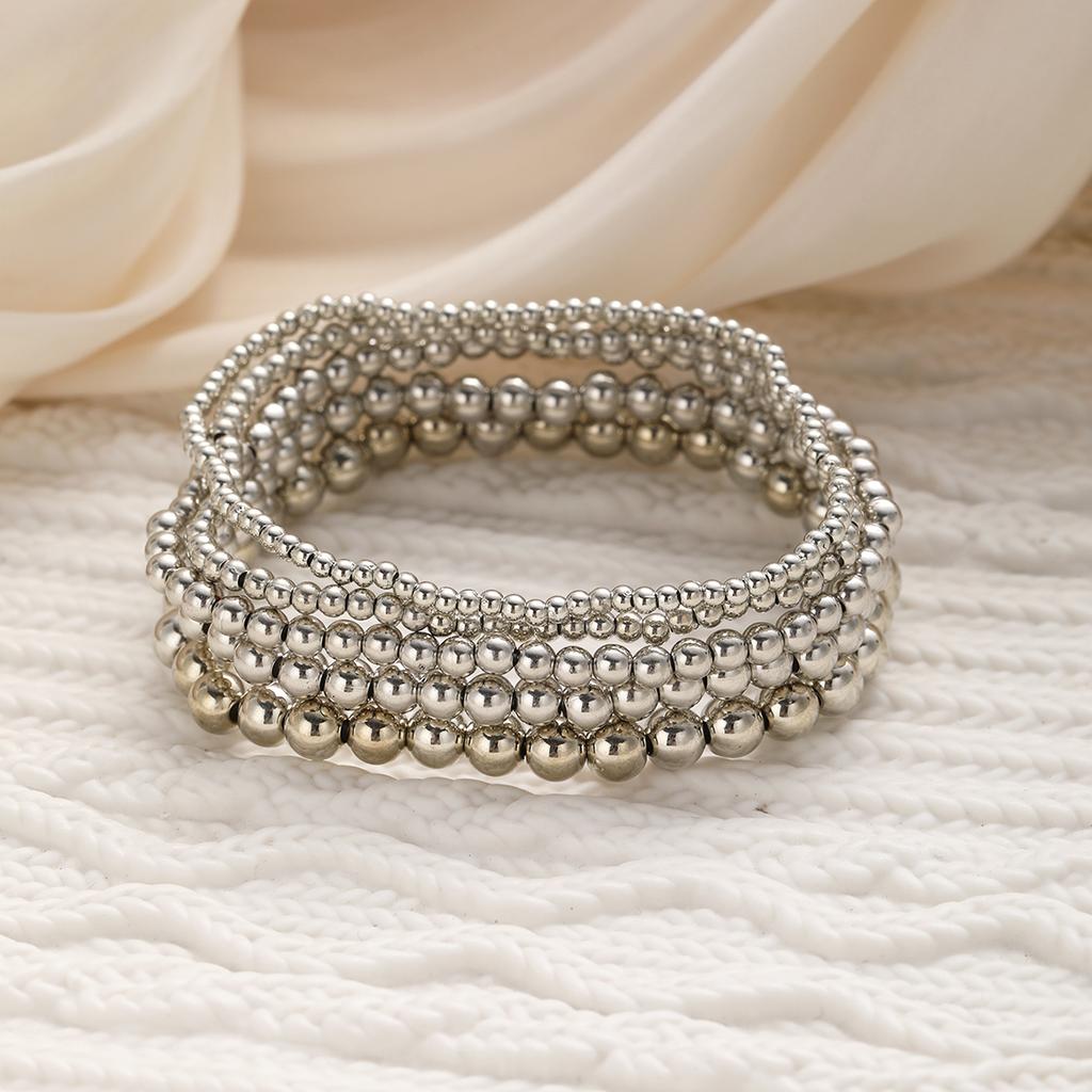 5pcs/set Vintage Beaded Bracelets for Women Men Simple Punk Gold Sliver Color Handmade Ball Bracelet Party Fashion Jewelry Gifts
