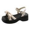 Bow word with thick sole small height increase sandals women's 2025 summer new versatile muffin Roman women's shoes