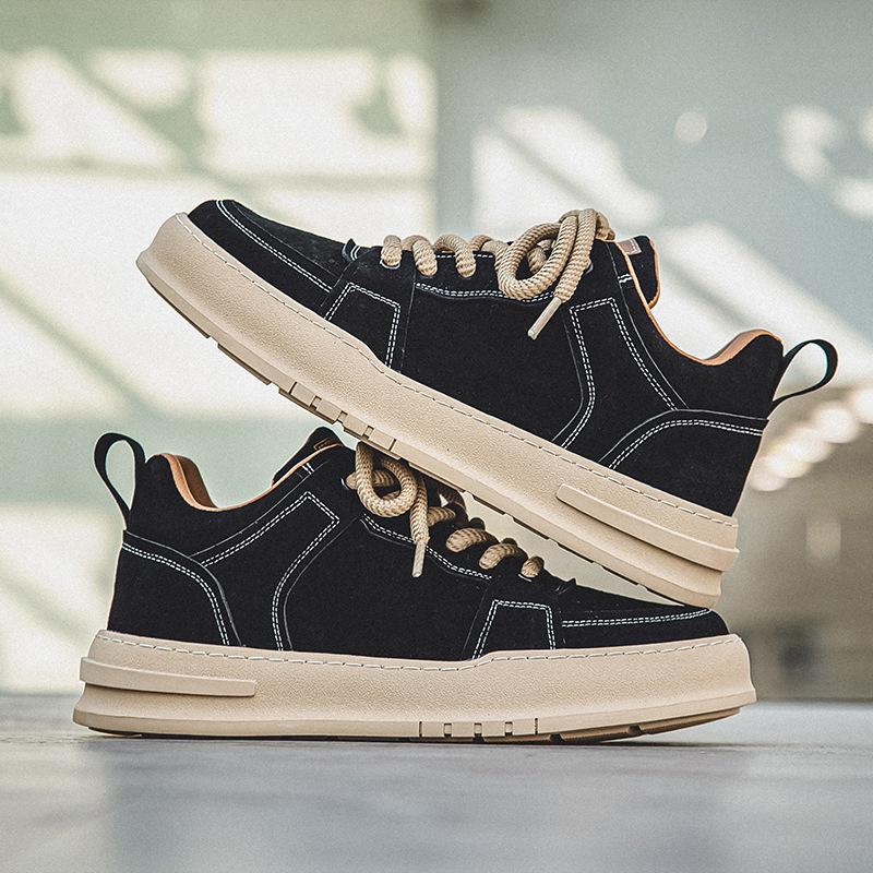 

2025 winter new fashion retro casual board shoes men s heightened platform versatile Northeast velvet cotton shoes men 44 чорний