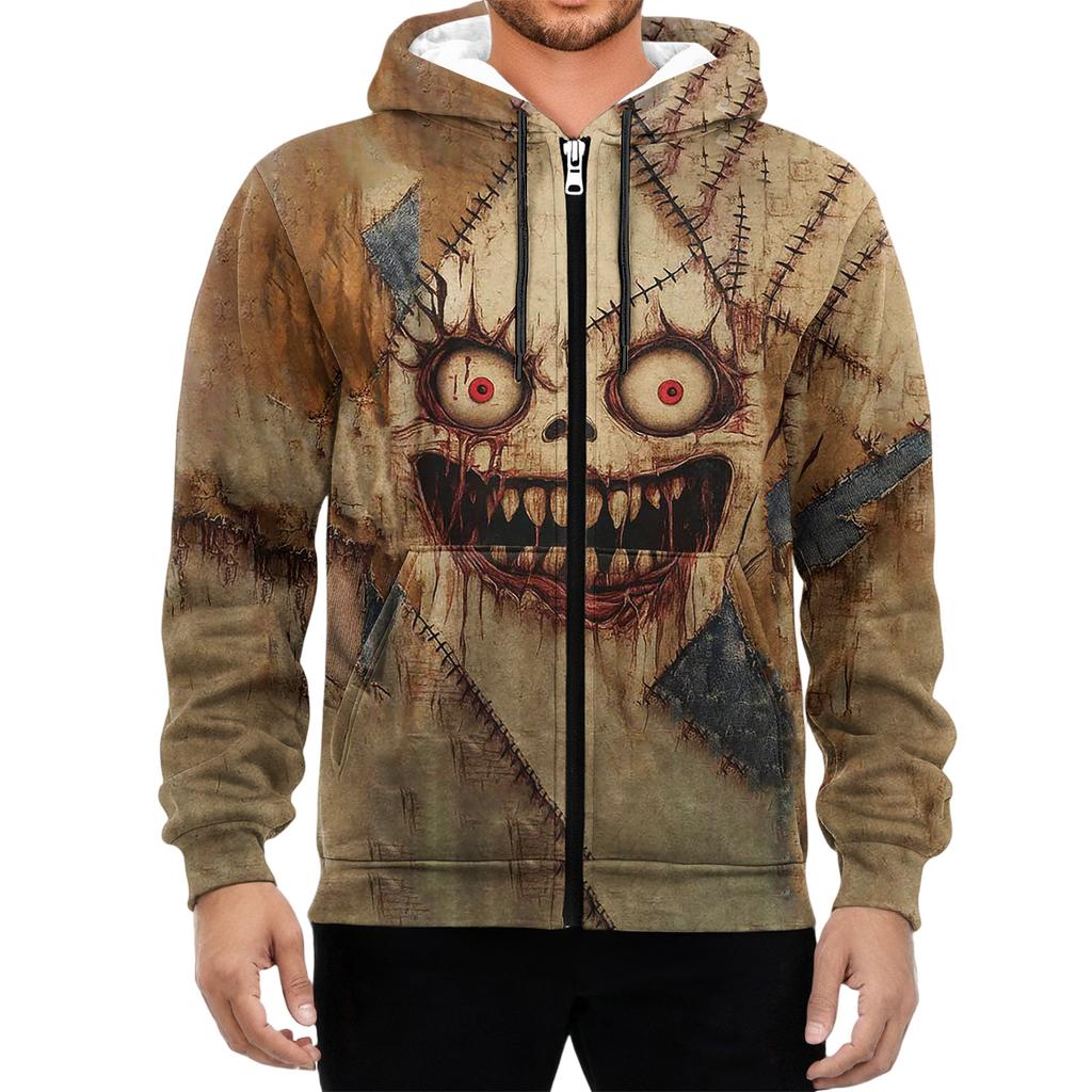Men's Casual Long-Sleeved Zippered Hooded Sweatshirt Jacket