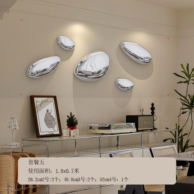 Wall Decor Imitation Stainless Steel Goose Egg Stone Wall Decoratio Creative Water Droplet Wall Decor Pendant Home Hotel Hanging