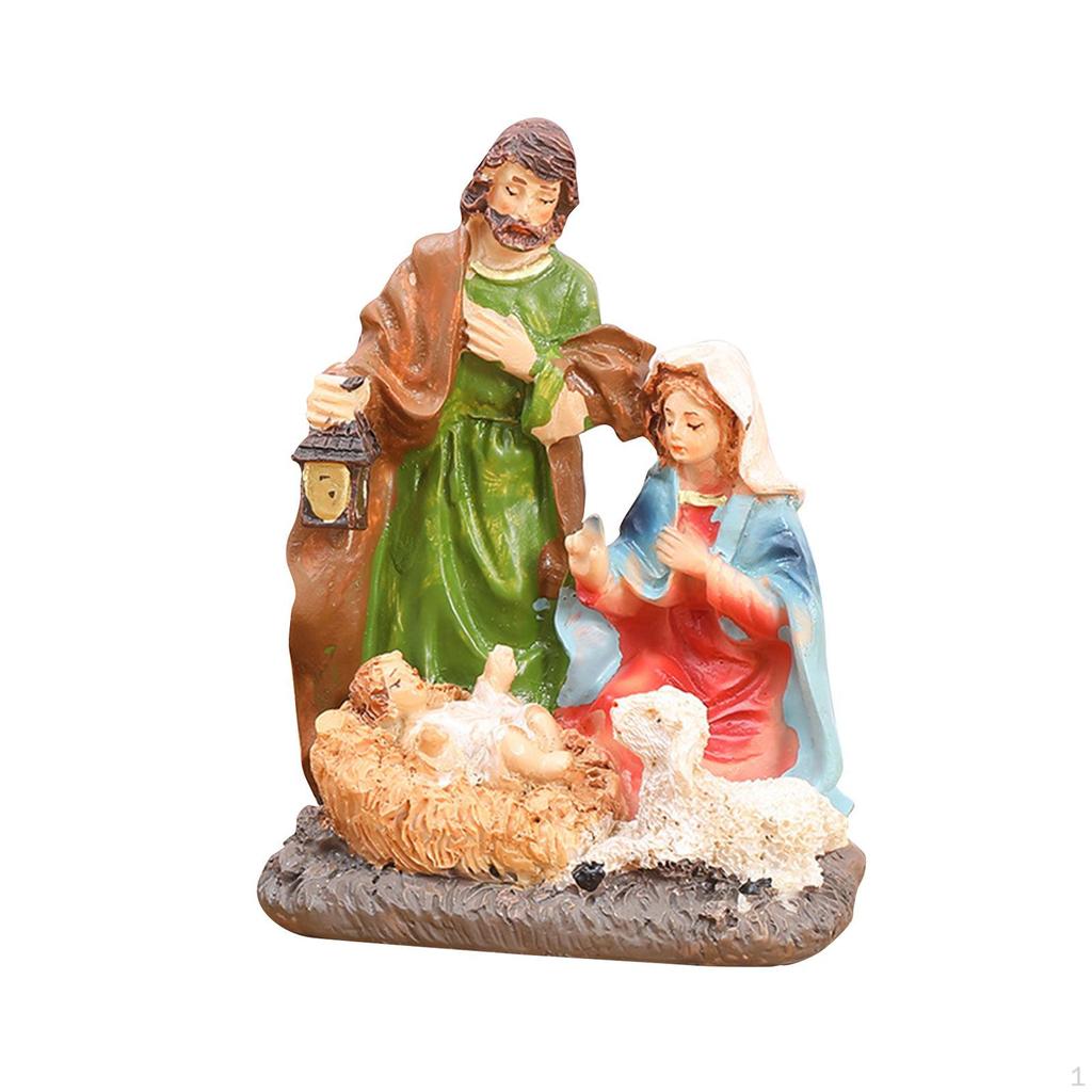 Birth of Jesus Figurine Christmas Statue Crafts Home Decoration Collection Ornament Desktop Resin