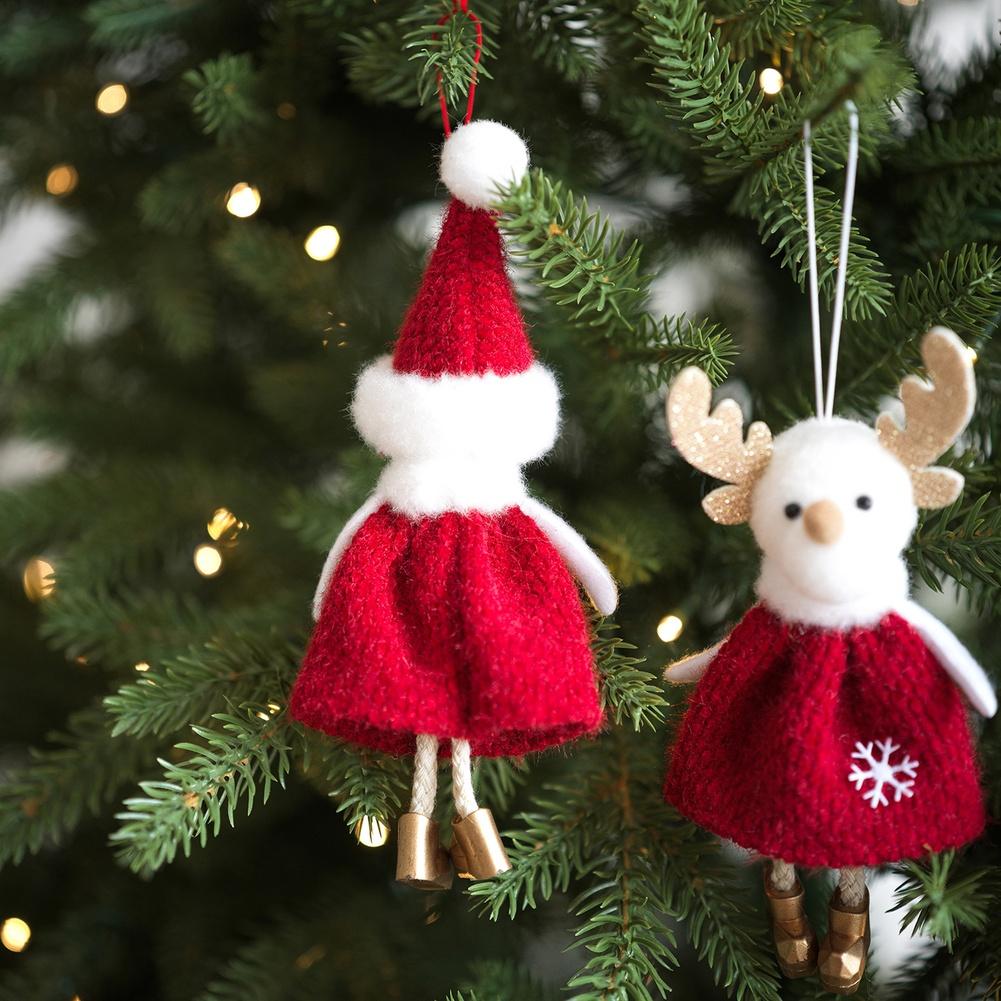 4 Pack Handmade Christmas Doll Ornaments Santa, Snowman Xmas Tree Hanging Decorations New Year Ornaments