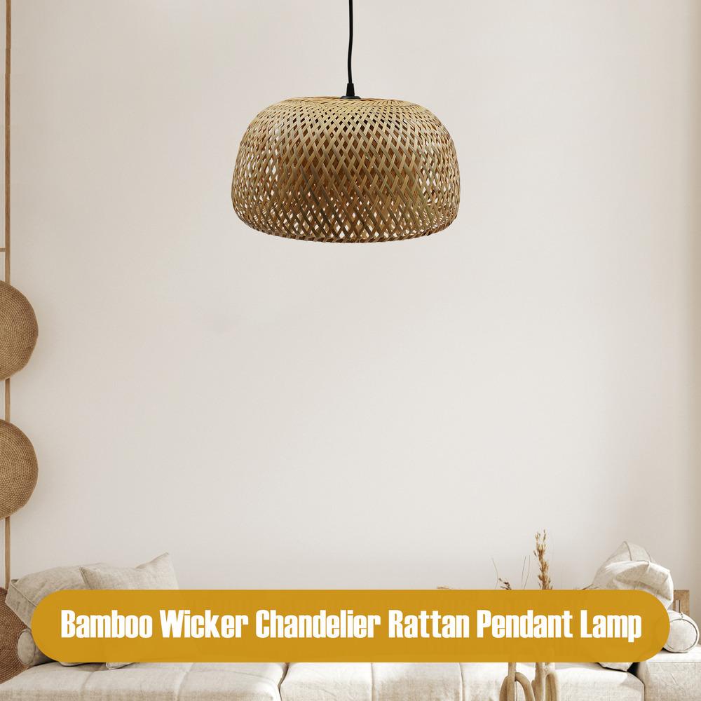 Bymaocar Антикоррозийный Винтажный Бамбуковый Плетеный Ротанговый Абажур Подвесной Светильник Потолочный Светильник Подвесной Светильник Для Гостиной, Спальни жёлтый