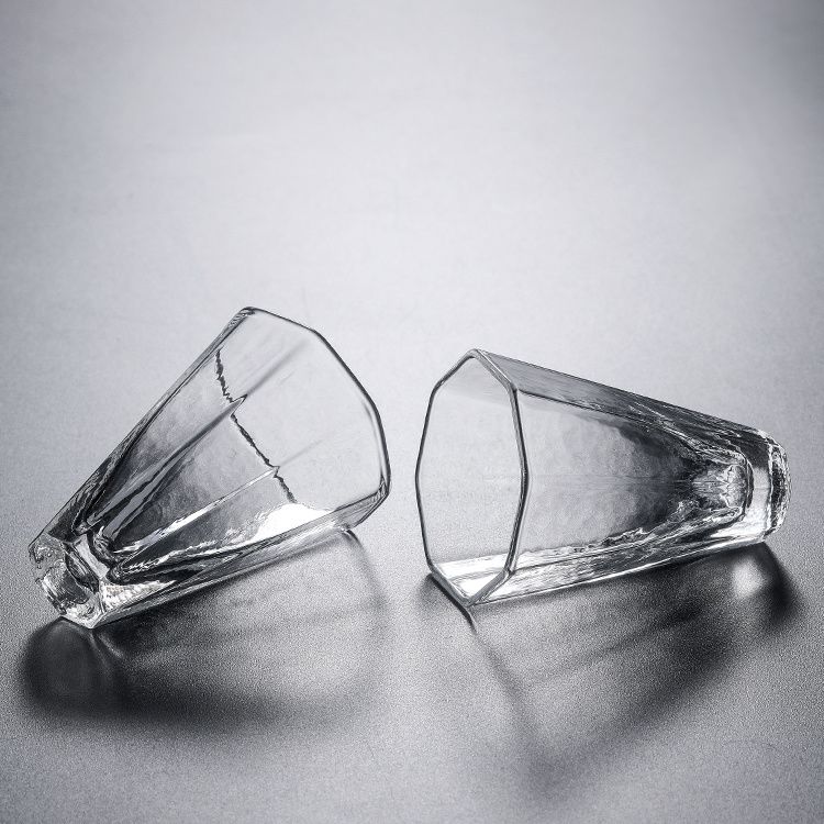 Japanese Style Glass Tea Cup 50ML,Handmade Sake Cup,Bar Whiskey Tasting Glass,Transparent Liquor Drinking Glass,Elegant Cup