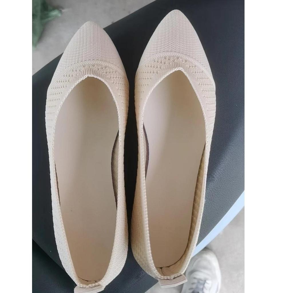 Flying Weaving Solid Color Casual Single Shoes Flat Bottom Shallow Mouth Soft Sole Lefu Shoes Breathable Mesh Flat Shoes
