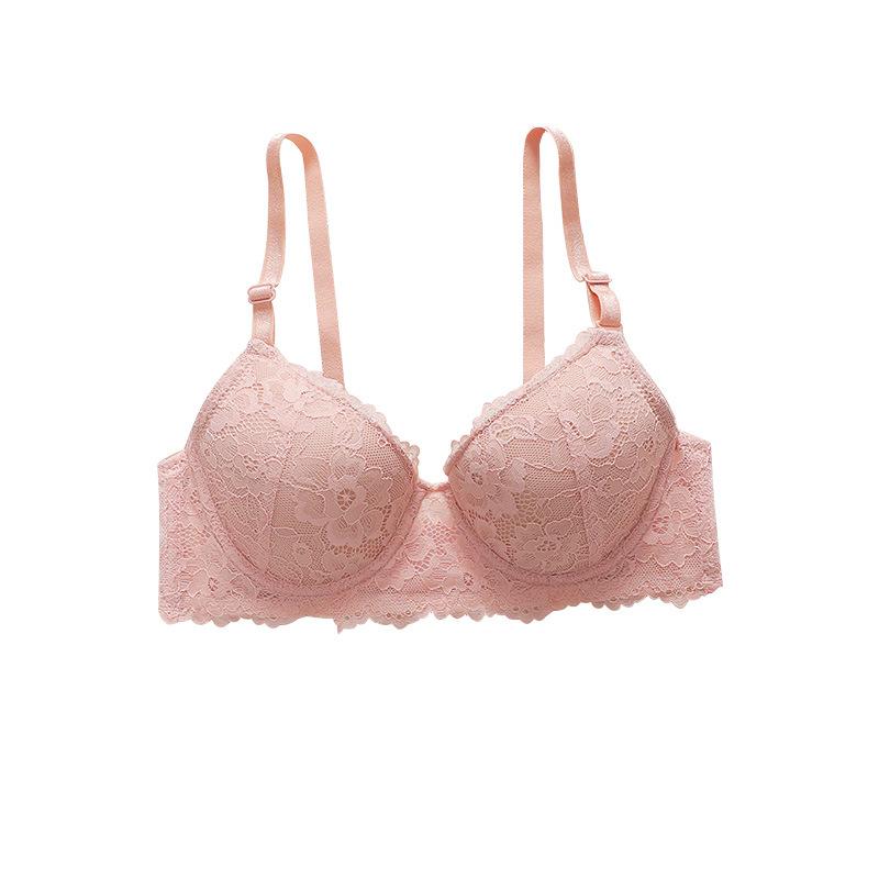 Large Size Women Lace Lingerie Minimizer Bra Gathered Push Up Brassiere Adjustable Thin Breathable Underwear Top