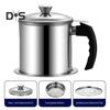 1.4/1.9 L Stainless Steel Bacon Grease Saver Container with Fine Mesh Strainer Non-slip Bottom And Airtight Lid Cooking Oil Keeper Pot for Kitchen