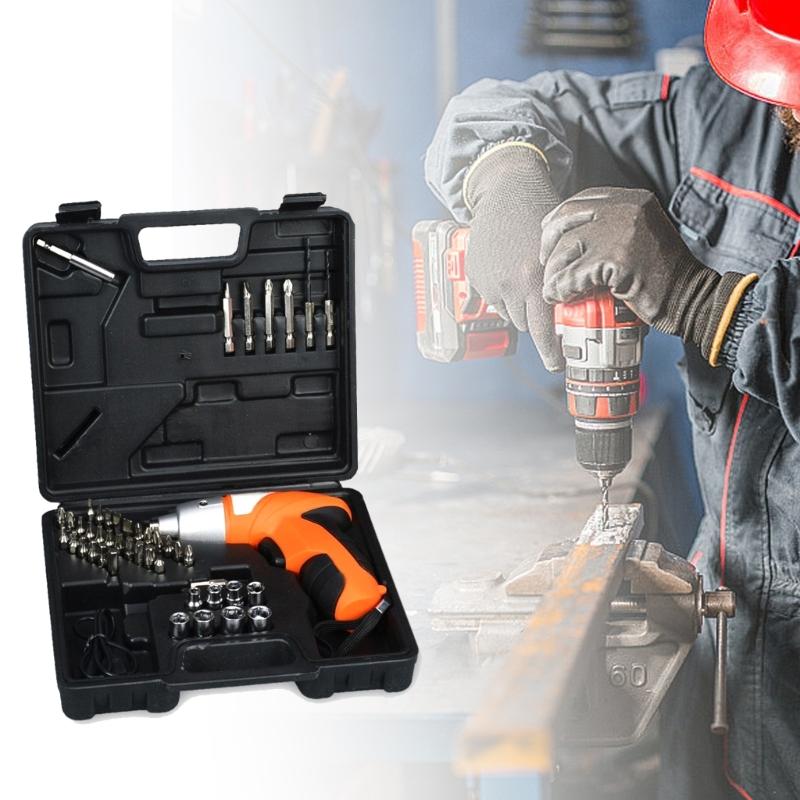 45Pcs USB Cable Rechargeable Electric Screwdriver Combination Hand Drill Set Tool Screwdriver Drill Driver Bits